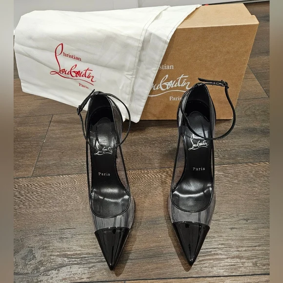 NIB CHRISTIAN LOUBOUTIN DEBOUT CONDORAPIK 100 VINYL & BLK PATENT PUMP- SIZE 40 - Picture 3 of 13